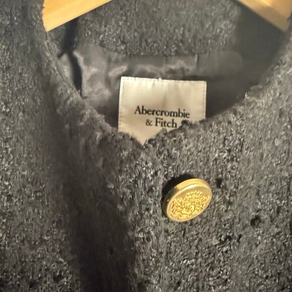 Abercrombie & Fitch Black Tweed Collarless Button Front Jacket Size Small - Picture 9 of 11